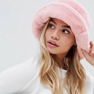 ASOS PINK FUR BUCKET HAT